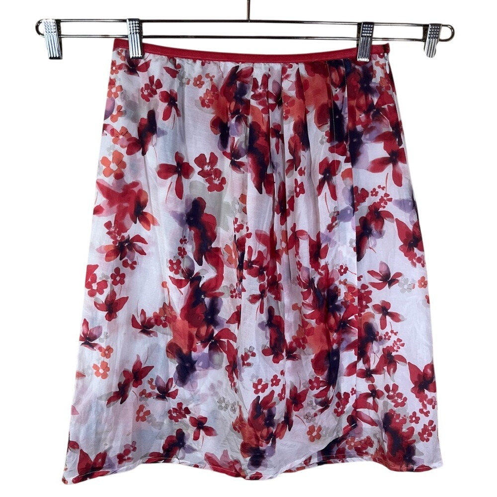 Nic & Zoe Silk Blend Floral Skirt 8 Women's Midi Cottagecore Office Career